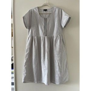 Roolee Dress Womens 2XL Grey White Pinstripe Lucy Half Zip Casual Midi Outfit